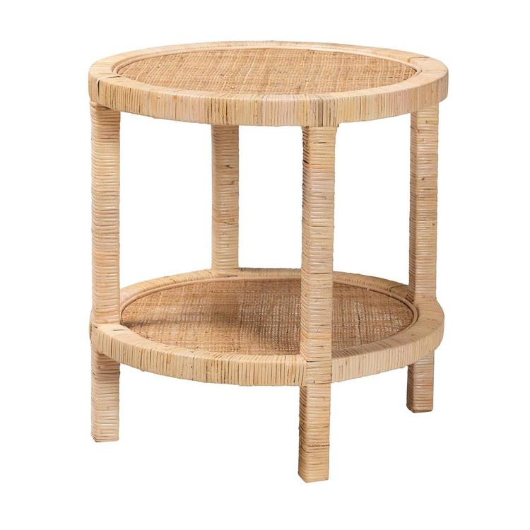 Baxton Studio Bella Brown Mahogany Wood 2-Tier End Table