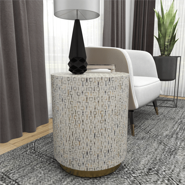 9th & Pike® Contemporary White Mother Of Pearl Shell Accent Table
