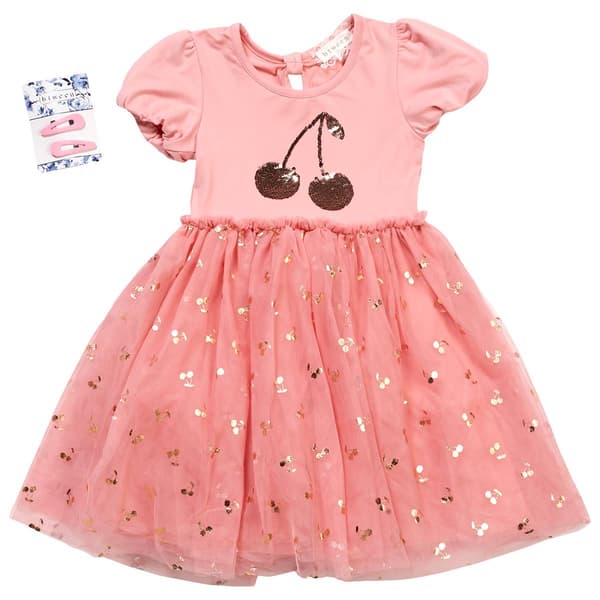 Girls (4-6x) BTween® Short Sleeve Cherry Tutu Dress - image 