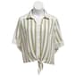 Plus Size Como Black Elbow Sleeve Floral Tie Front Hem Blouse - image 1