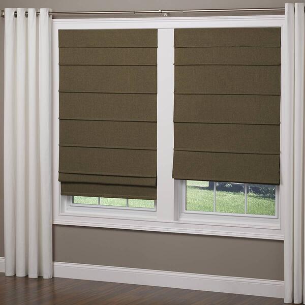 5in. Textured Fabric Roman Cordless Shades - Taupe - image 
