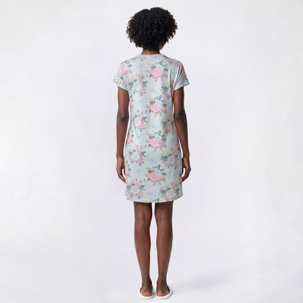 Womens Charmour Short Sleeve Floral Lace Trim Nightshirt