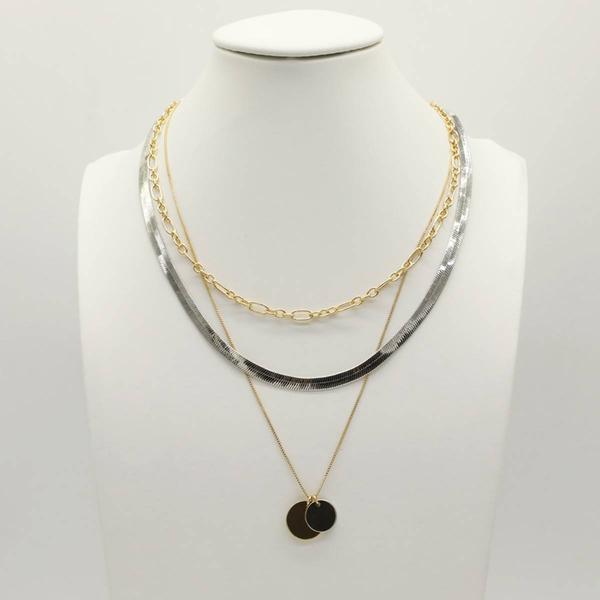 Ashley Cooper(tm) Two-Tone Multi Layered Disc Pendant Necklace - image 