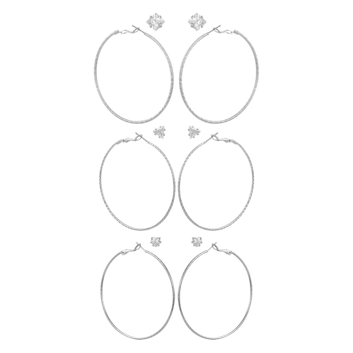 GUESS CZ 6pr. Stud & Hoop Earrings Set