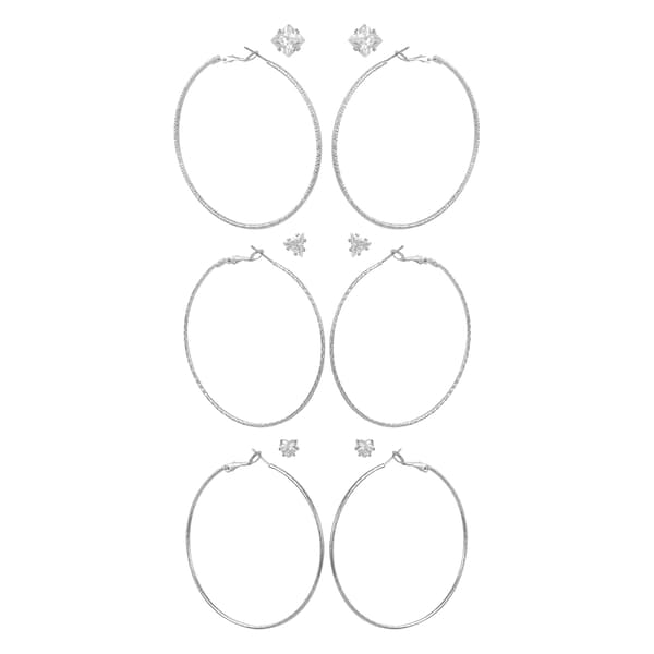 Guess Cubic Zirconia 6pr. Stud & Hoop Earrings - image 