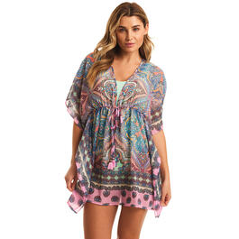 Womens Jessica Simpson Carnival In Rio Placement Print Cover-Up