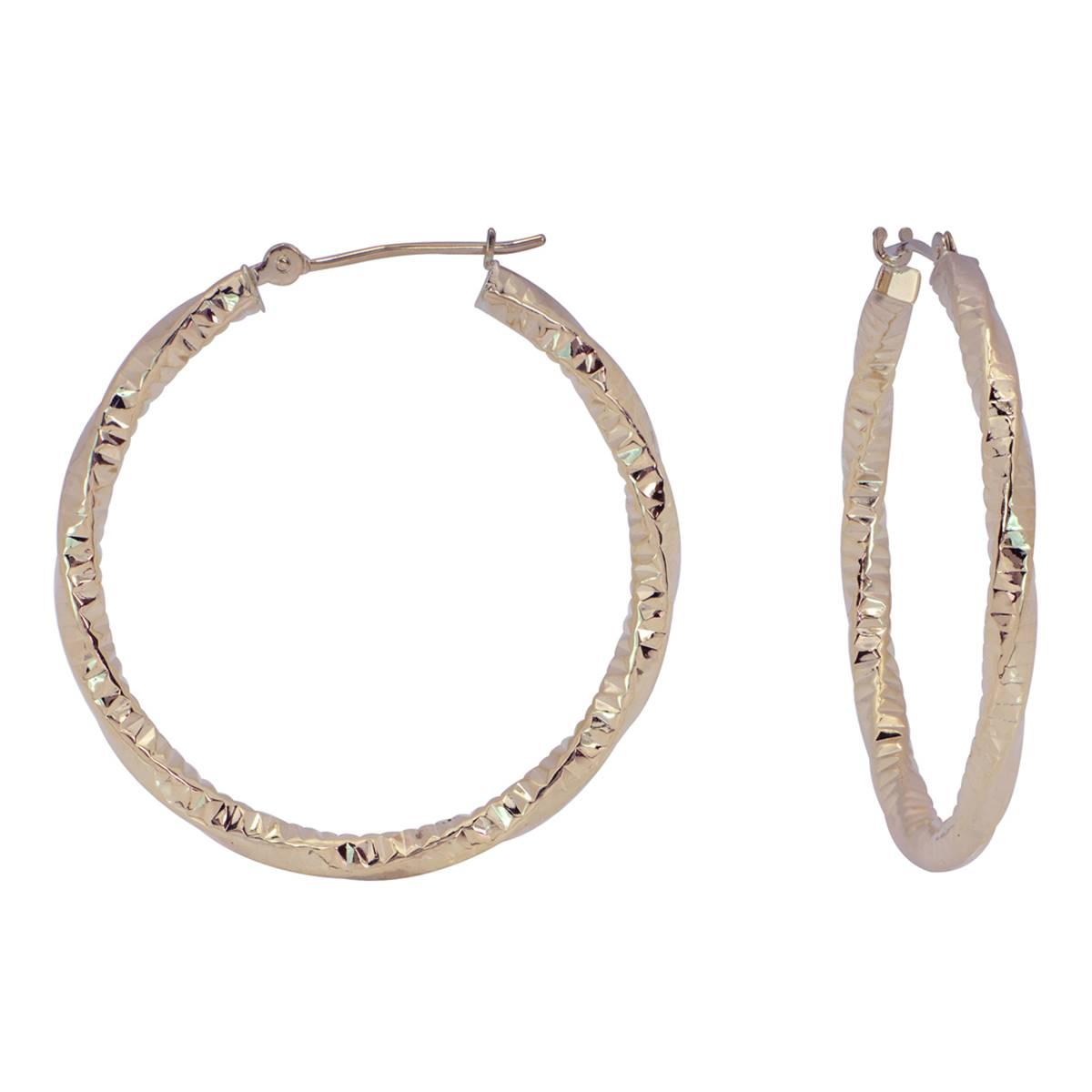 Candela 14kt. Gold Square Twist Hoop Earrings