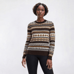 Womens Olive & Vine Long Sleeve Fair Isle Crew Neck Sweater