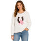 Juniors No Comment Horseshoe Rose Whipstitch Pullover Sweater - image 2