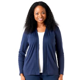 Plus Size Hasting & Smith Long Sleeve Pleated Open Front Cardigan