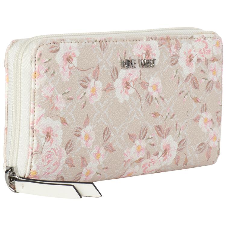 Womens Nine West Norah Zip Wallet - Milk Logo Floral