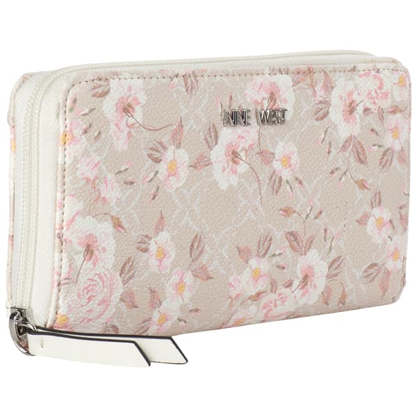 Womens Nine West Norah Zip Wallet - Milk Logo Floral