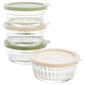 Famous Brand Sage Ribbed Glass Stack Bowls w/ Lids - Set of 4 - image 1