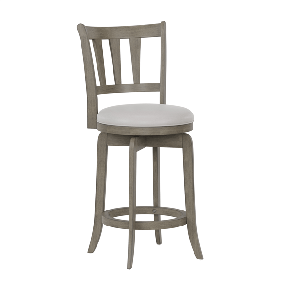 HH2 Home Presque Isle Grey Wood Counter Height Swivel Stool