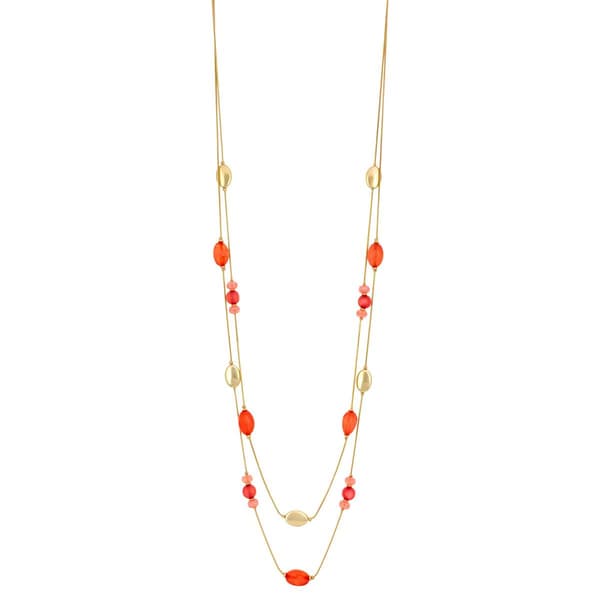 Ashley Cooper(tm) Long 2 Row Mult Coral Illusion Necklace - image 