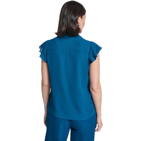 Plus Size Calvin Klein Cap Sleeve Ruffle Button Front Blouse