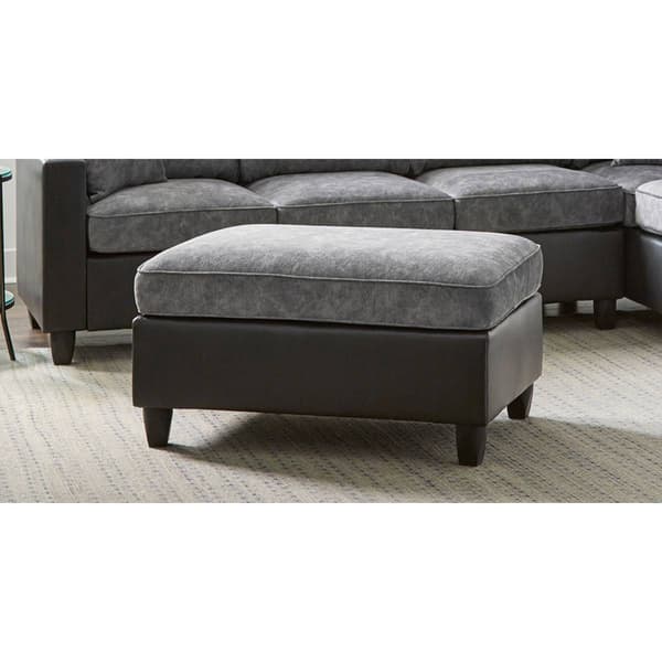 Coaster Pewter and Black Vinny Rectangle Upholstered Ottoman - image 