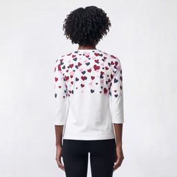 Petites Hasting & Smith 3/4 Sleeve Tossed Heart Bodice Tee