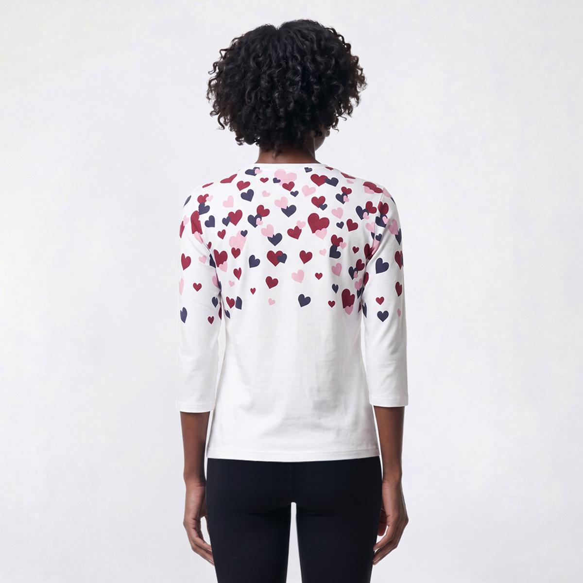 Petites Hasting & Smith 3/4 Sleeve Tossed Heart Bodice Tee