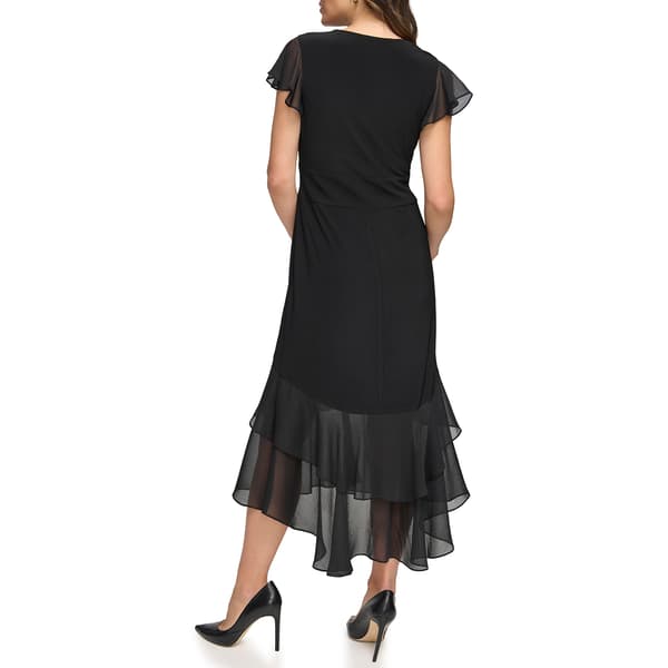 Womens Tommy Hilifiger Flutter Sleeve Mixed Media Midi Dress