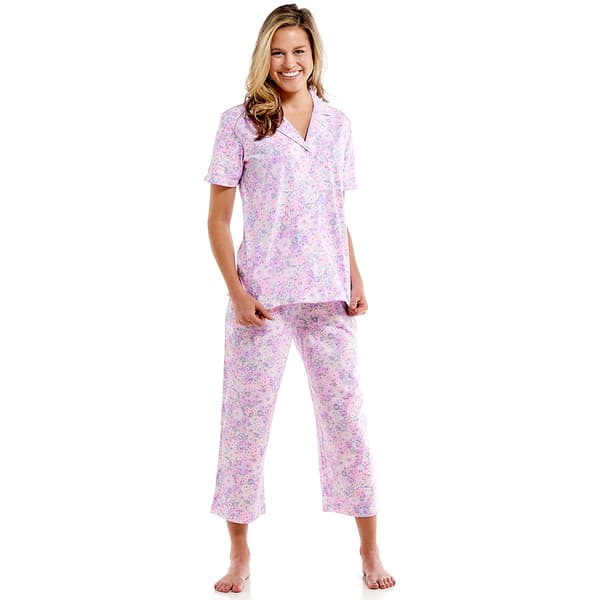 Womens Carole Hochman Short Sleeve Floral Capri Pajama Set - image 