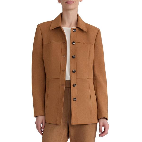 Womens Jones New York Long Sleeve Collar Button Front Suede Jack
