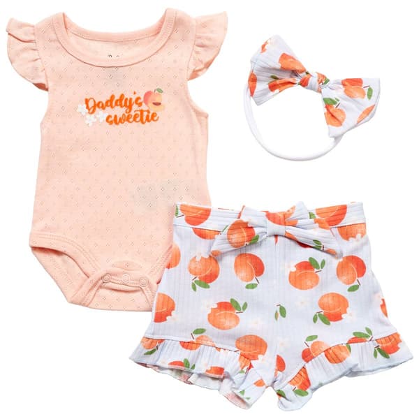 Baby Girl (3-9M) Baby Essentials Dads Sweetie Peaches Short Set - image 