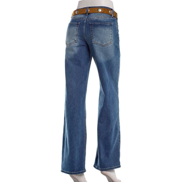 Juniors YMI® Britney Low Rise Wide Leg Jeans with Leather Belt