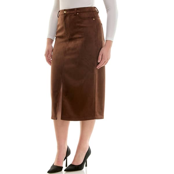 Womens Zac & Rachel Solid Suede Midi Skirt