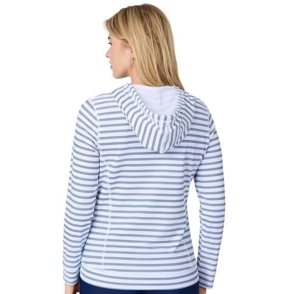 Womens Free Country Stripe Pullover Hooded Sunshirt