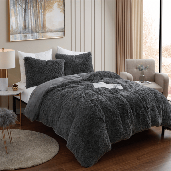 Sweet Home Collection Plush Shaggy 3pc. Comforter Set - image 