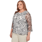 Plus Size Alfred Dunner Detail Driven 3/4 Sleeve Abstract Blouse - image 3