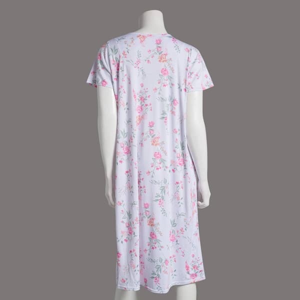 Womens Laura Ashley&#174; Short Sleeve Ivy Floral 40" Nightgown