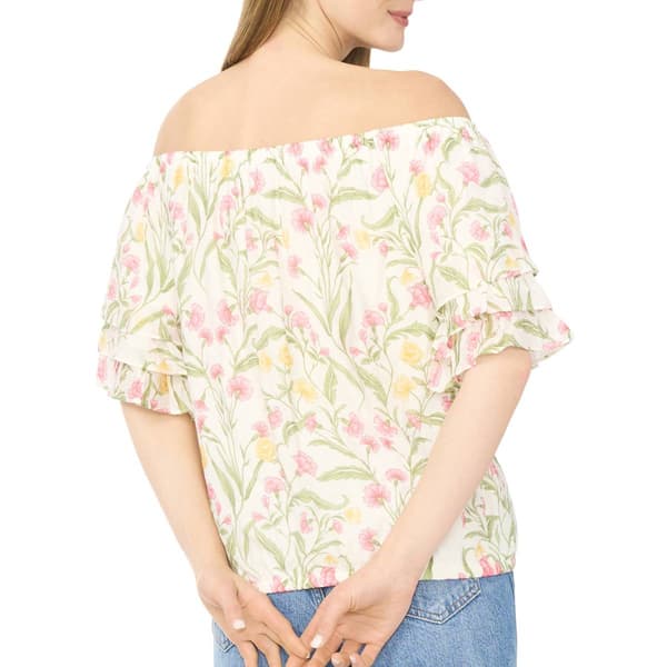 Womens Cece Off the Shoulder Ruffle Sleeve Floral Blouse