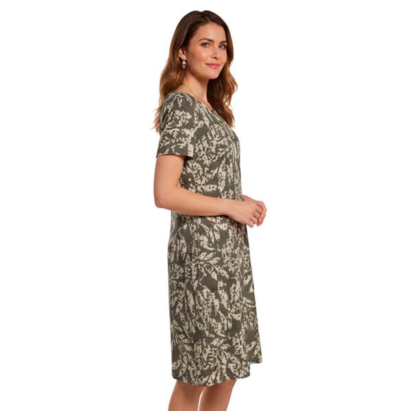 Womens Connected Apparel Short Sleeve Abstract Leaf Sheath Dress