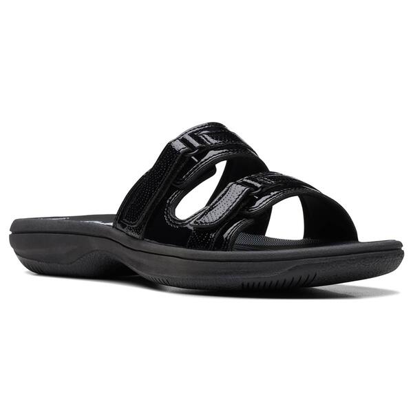 Womens Clarks&#40;R&#41; Breeze Piper Black Strappy Slide Sandals - image 