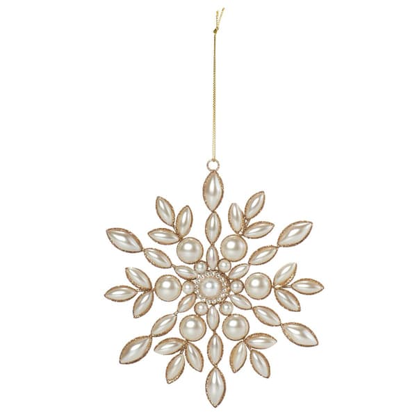 Gold & Pearl Snowflake Ornament - image 