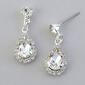 Rosa Rhinestones Silver Plated Rhinestone Teardrop Earrings - image 1