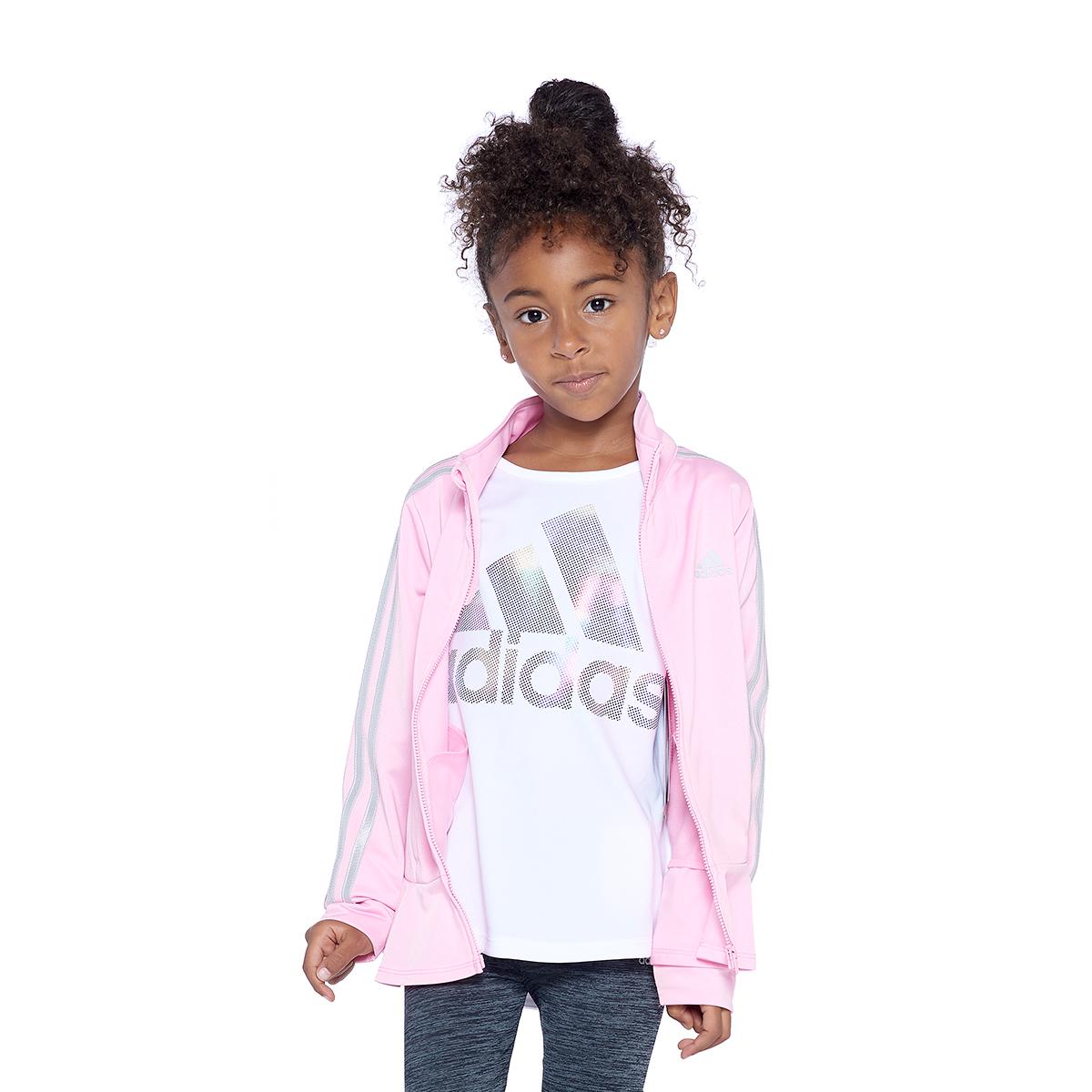 Girls (7-16) adidas® Rainbow Marble Linear Logo Cap Sleeve...