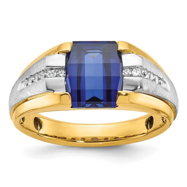 Mens Gentlemens Classics&#40;tm&#41; 14kt. Two Tone Gold Sapphire Ring - image 