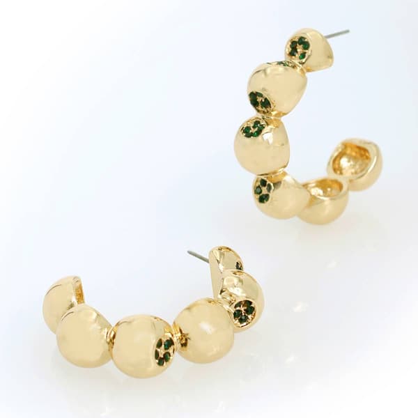 Steve Madden Green Pave Bubble Hoop Earrings