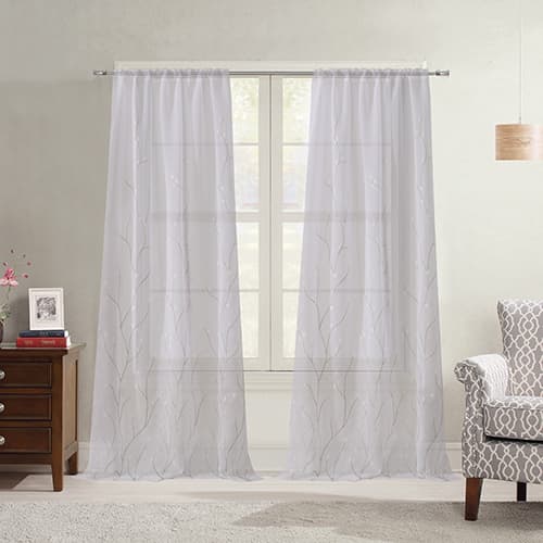 Vine Embroidered Sheer Rod Pocket Panel Curtain - Boscov's