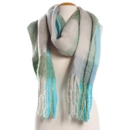 Womens Renshun Plaid Oblong with Fringe Scarf - Pastel Lilac