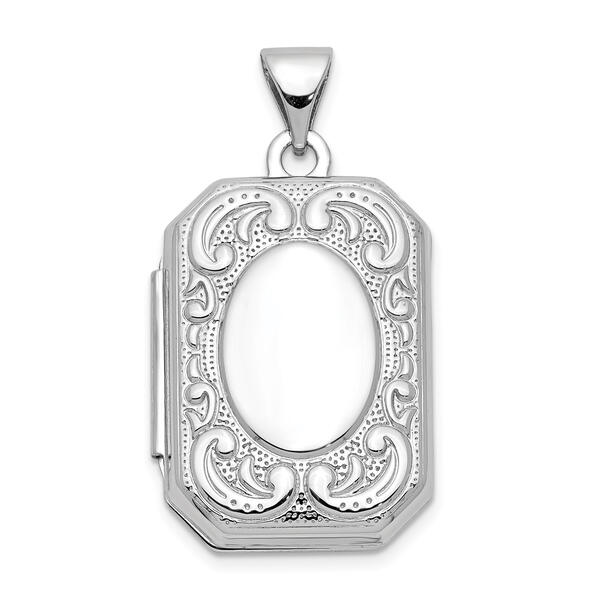Gold Classics&#40;tm&#41; 14kt. White Gold 20mm Book Scroll Border Locket - image 