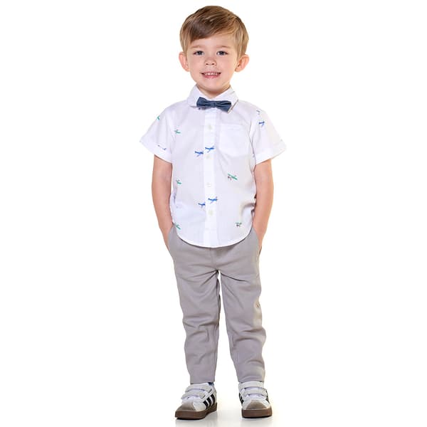 Toddler Boy Little Rebels&#40;R&#41; Airplane Button Down & Pants Set