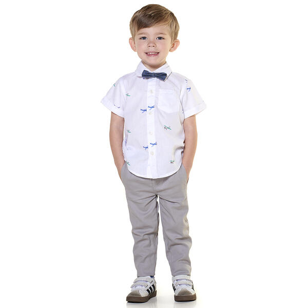 Toddler Boy Little Rebels&#40;R&#41; Airplane Button Down & Pants Set - image 