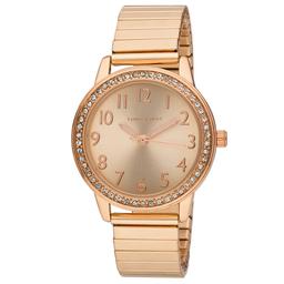 Womens Laura Ashley(R) Rose Gold Stone Bezel Watch - LA2053RG