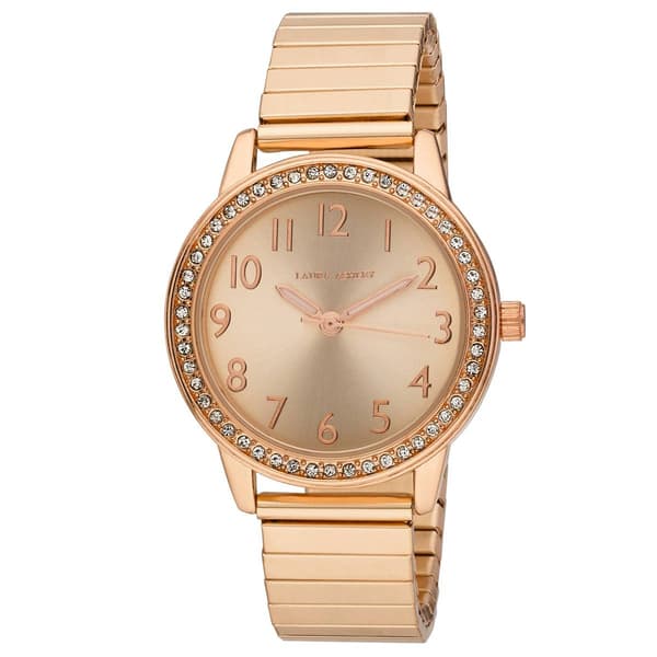 Womens Laura Ashley(R) Rose Gold Stone Bezel Watch - LA2053RG - image 