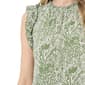 Petite NY Collection Ruffle Cap Sleeve Abstract Olive Blouse - image 4
