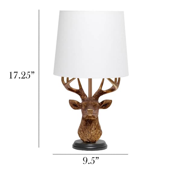 Simple Designs Woodland Rustic Antler Copper Deer Table Lamp